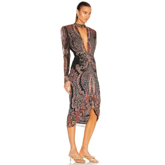 Rococo Sand Abstract Plunge Mini Dress Black Women's Size Small - Picture 4 of 14